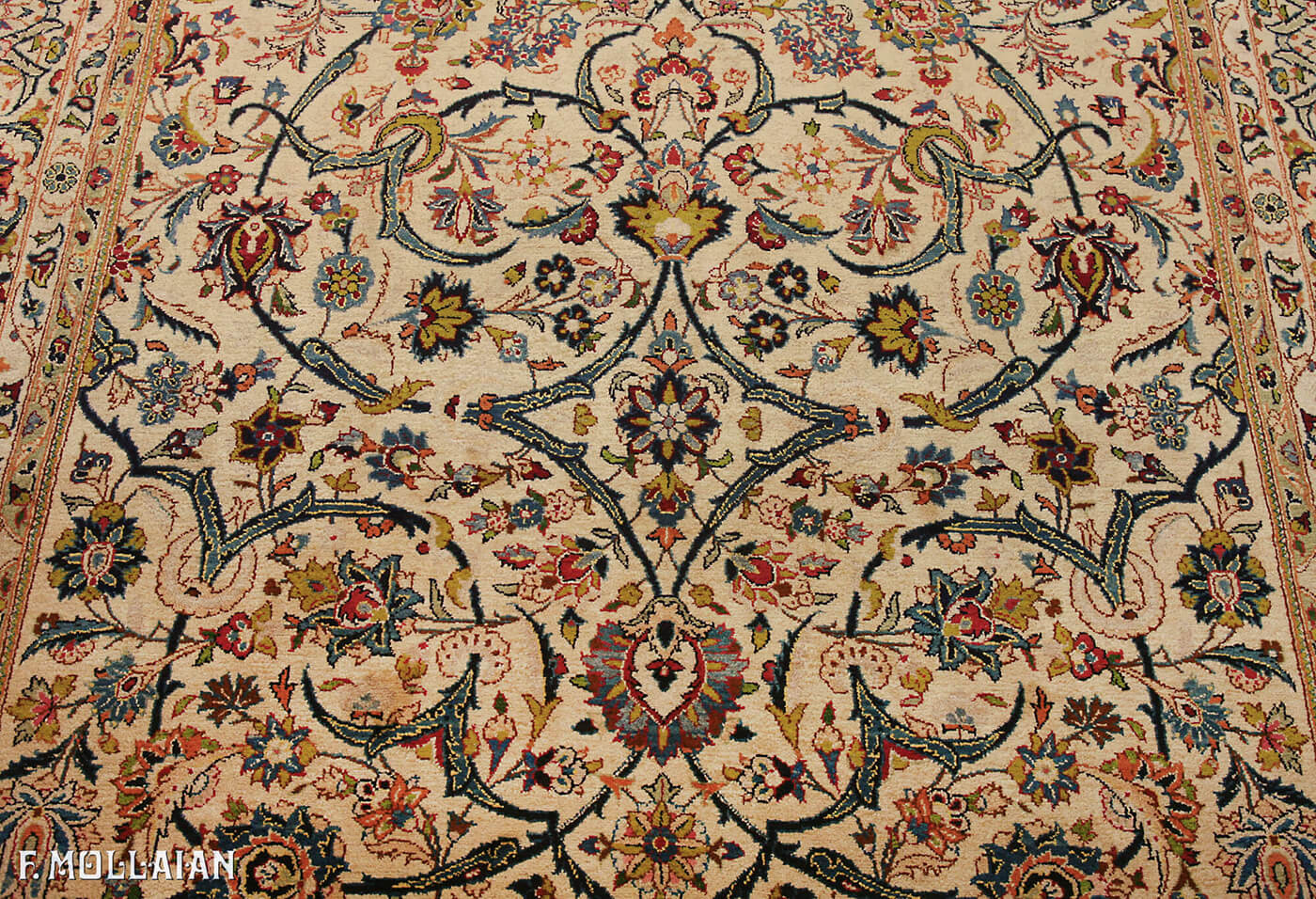 Paire de Tapis Antique Kashan Soie « Forutan » n°:51755568